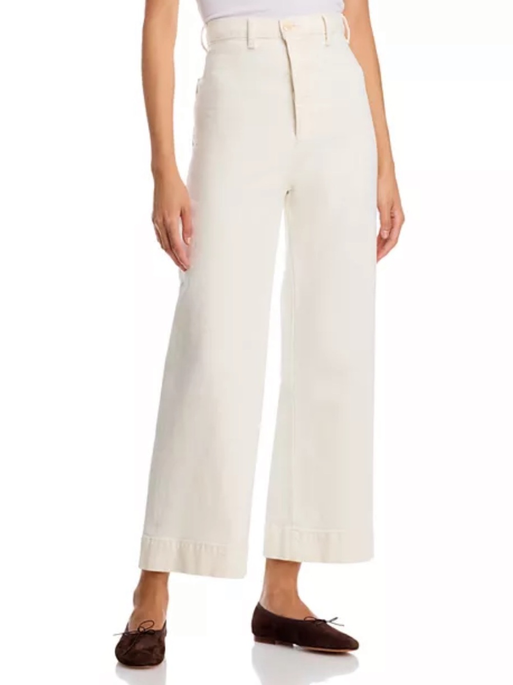 THE GREAT. The Seafair High Rise Ankle Flare Jeans in Vintage Stone Size 30 10